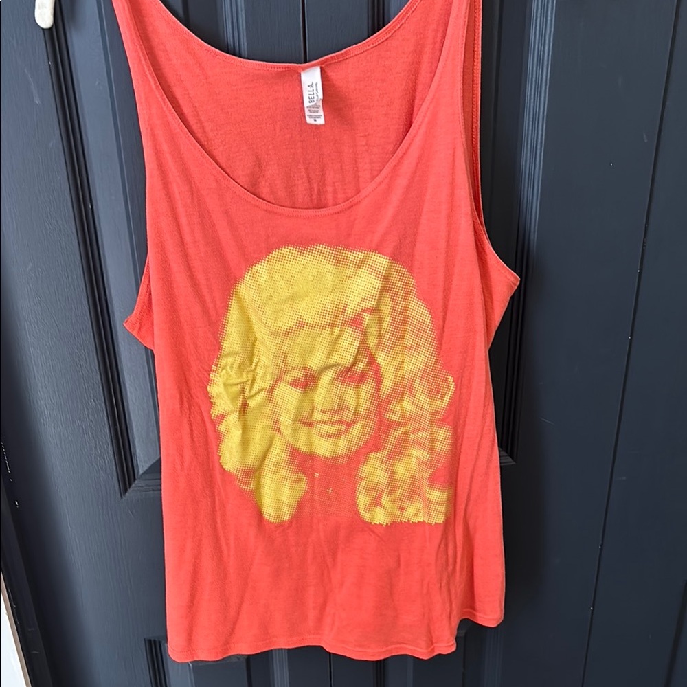 Dolly Parton Tennessee orange Nothin Too Fancy Graphic Print Orange Tank Top